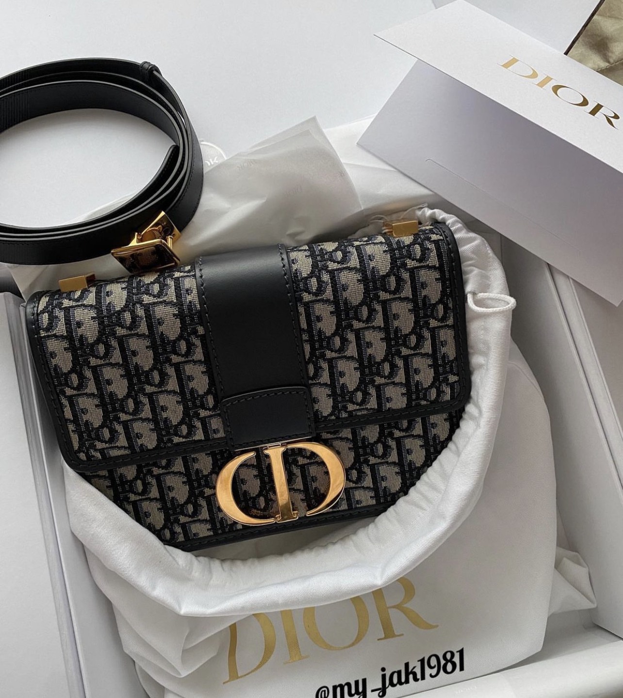 DIOR 30 MONTAIGNE CHAIN BAG Blue Dior Oblique Jacquard  Hàng hiệu 11 HVip