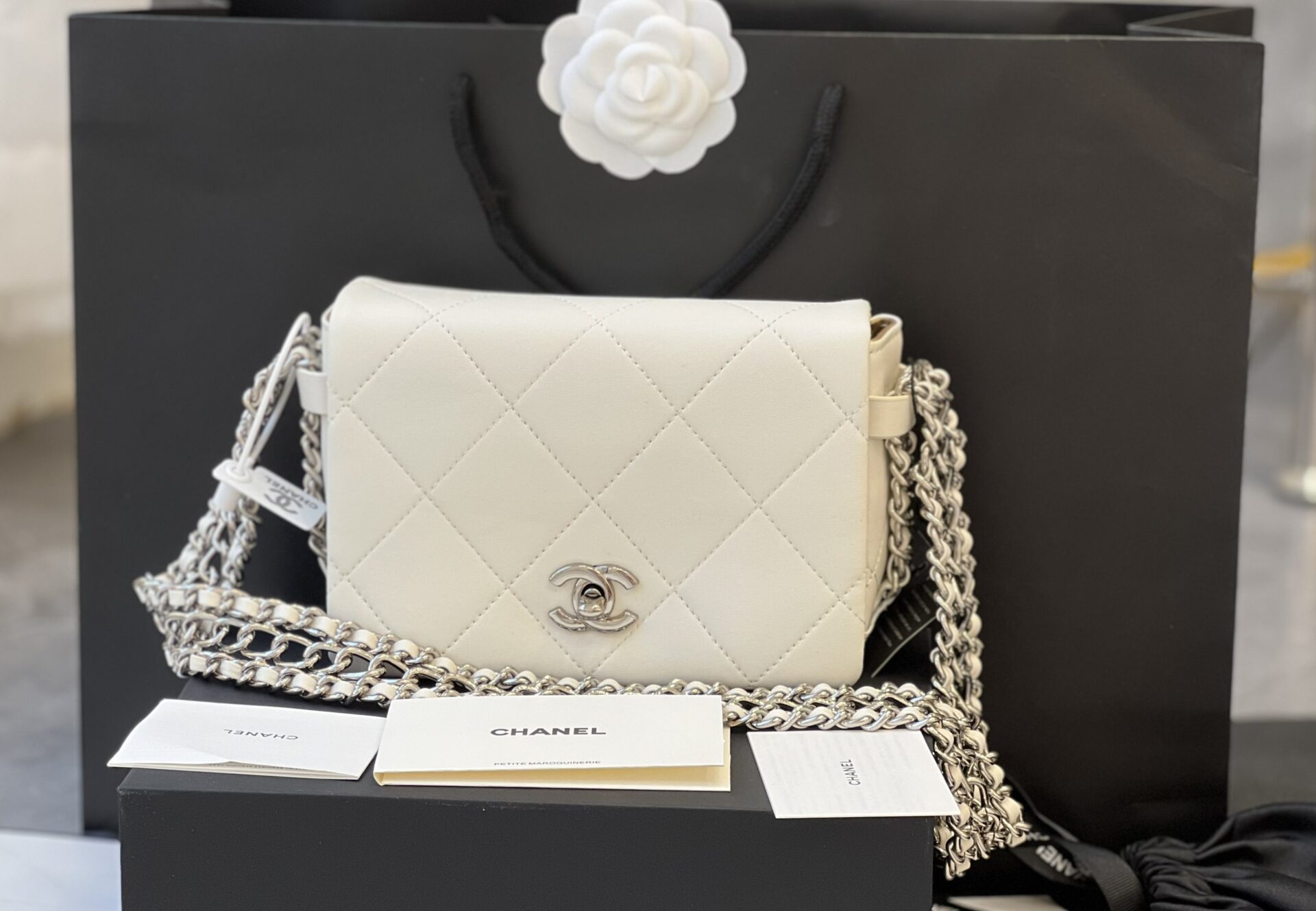 Chanel New Mini Timeless Shoulder bag in beige leather and blue navy  cotton GHW at 1stDibs  chanel timeless shoulder bag chanel navy blue bag  navy blue chanel bag