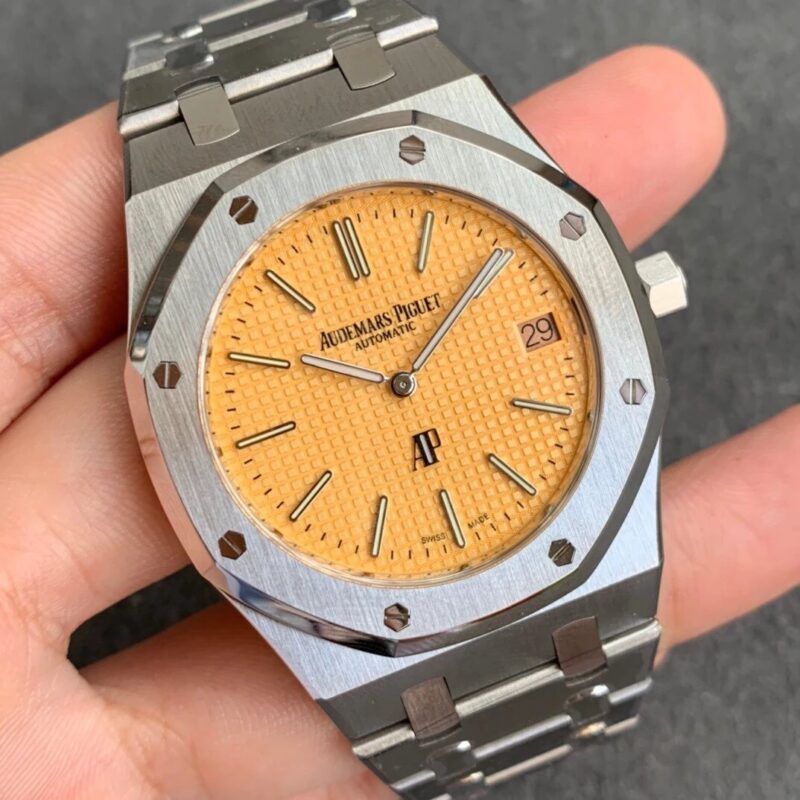 ĐỒNG HỒ AUDEMARS PIGUET ROYAL OAK 15202 AUTOMATIC SIÊU MỎNG REPLICA MÀU VÀNG SÂM PANH 39MM