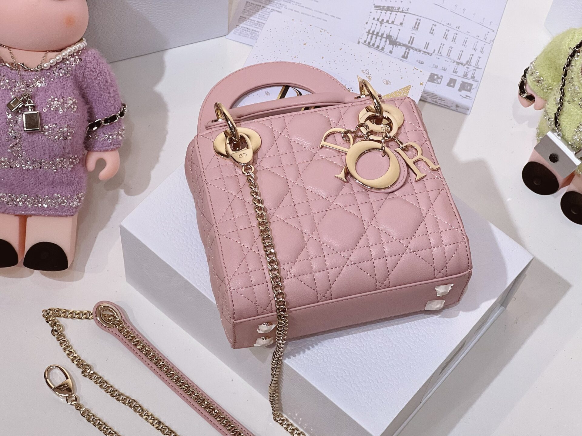 Mini Lady Dior Bag Peony Pink Patent Cannage Calfskin  DIOR US