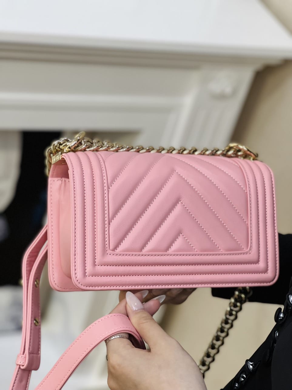 Chanel Small Light Pink Quilted Calfskin Boy Bag