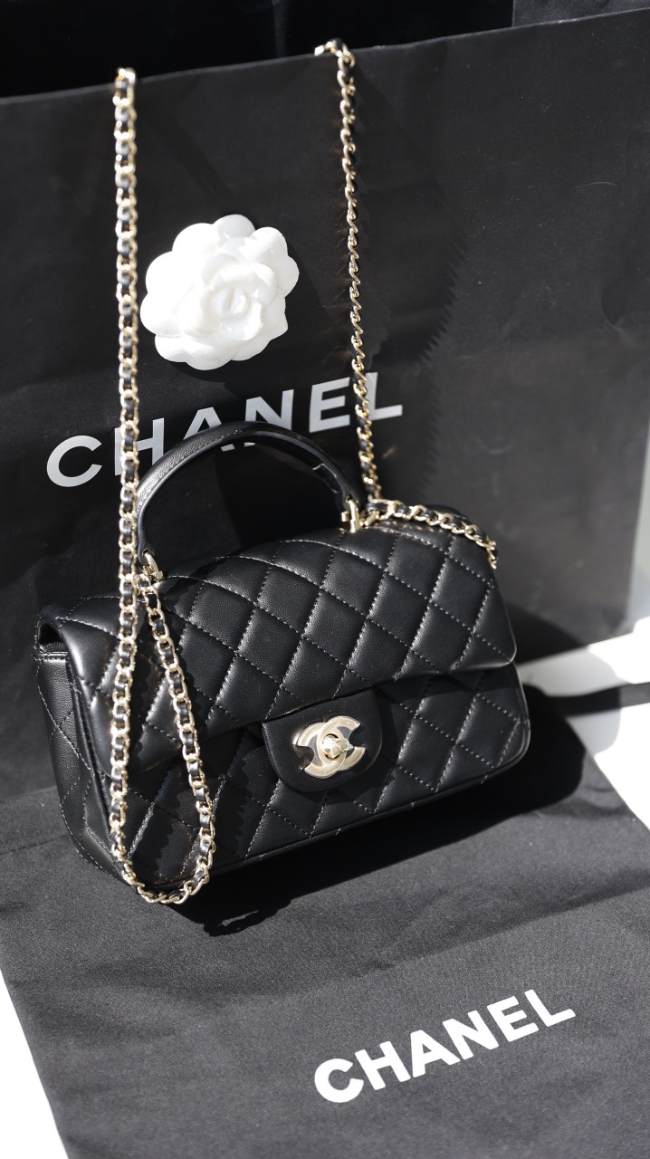Túi Xách Chanel Mini Top Handle Bag Da Mịn Super
