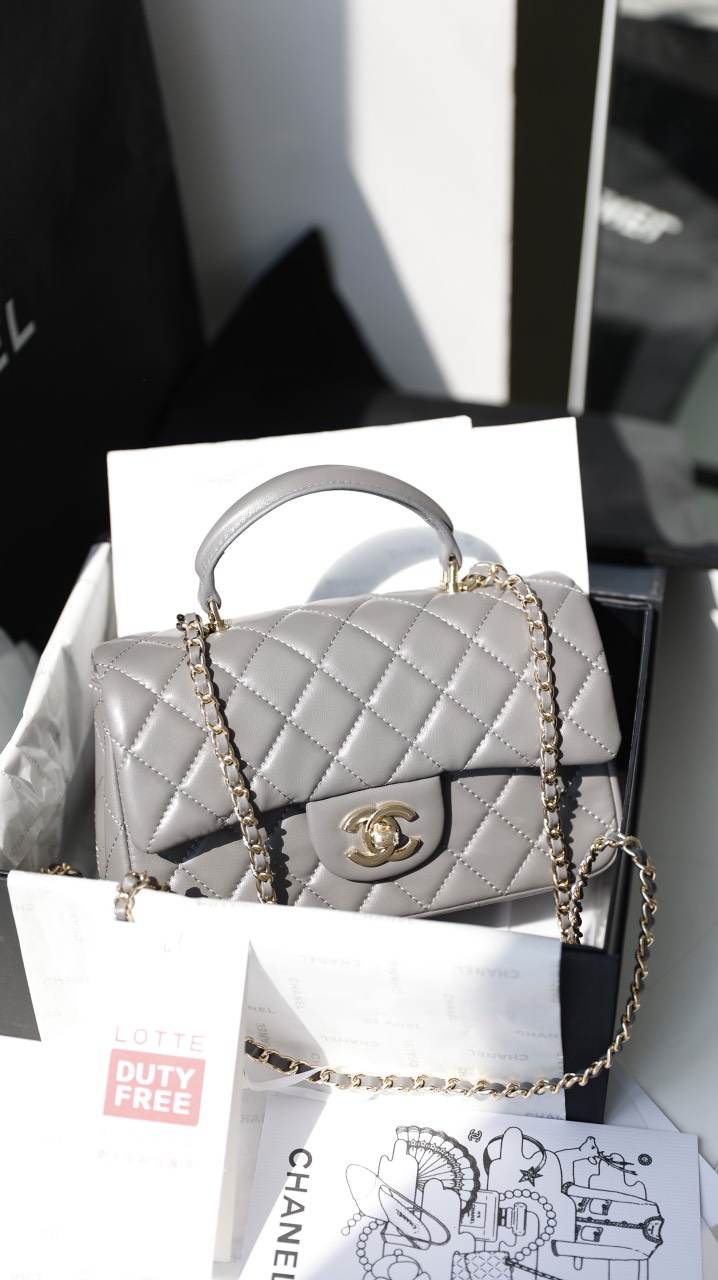 Túi Xách Chanel Mini Top Handle Bag Da Mịn Super