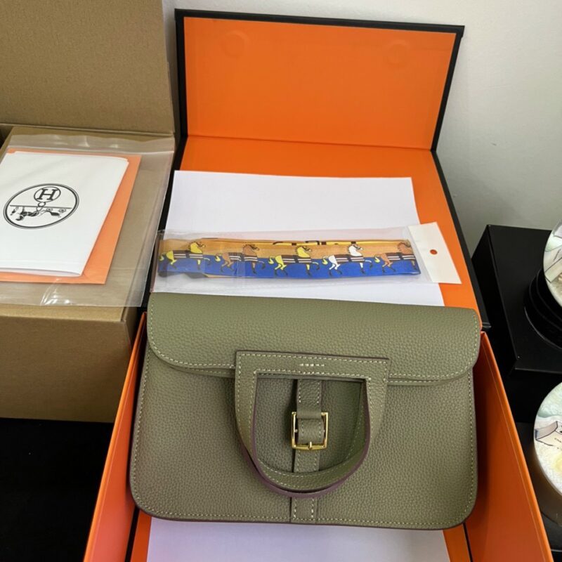 TÚI XÁCH HERMES HALZAN 25 BAG NGUYÊN BẢN MÀU XANH RÊU