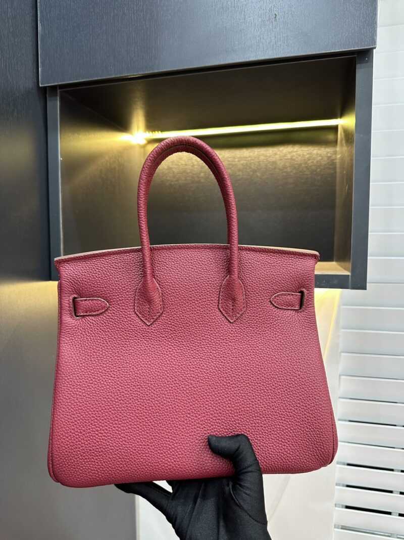 TÚI HERMES HANDBAG BIRKIN 25 TOGO NGUYÊN BẢN TAG BẠC MÀU ĐỎ HỒNG