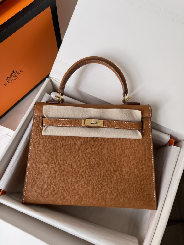 TÚI HERMES KELLY EPSOM SHOULDER HANDBAG NGUYÊN BẢN MÀU NÂU CAM