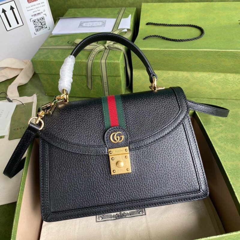 TÚI GUCCI OPHIDIA SMALL TOP HANDLE BAG WITH WEB NGUYÊN BẢN MÀU ĐEN