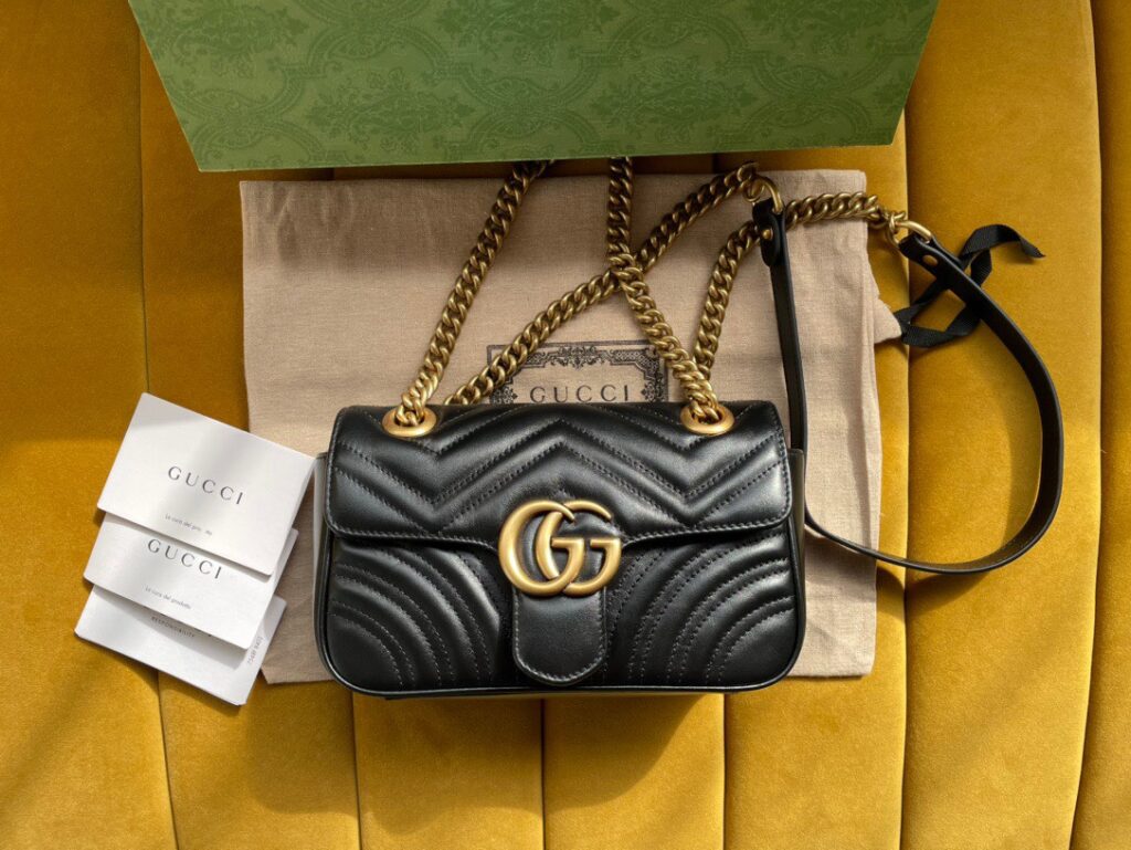 TÚI GUCCI MARMONT MINI MATELASSE SHOULDER BAG SIÊU CẤP MÀU ĐEN