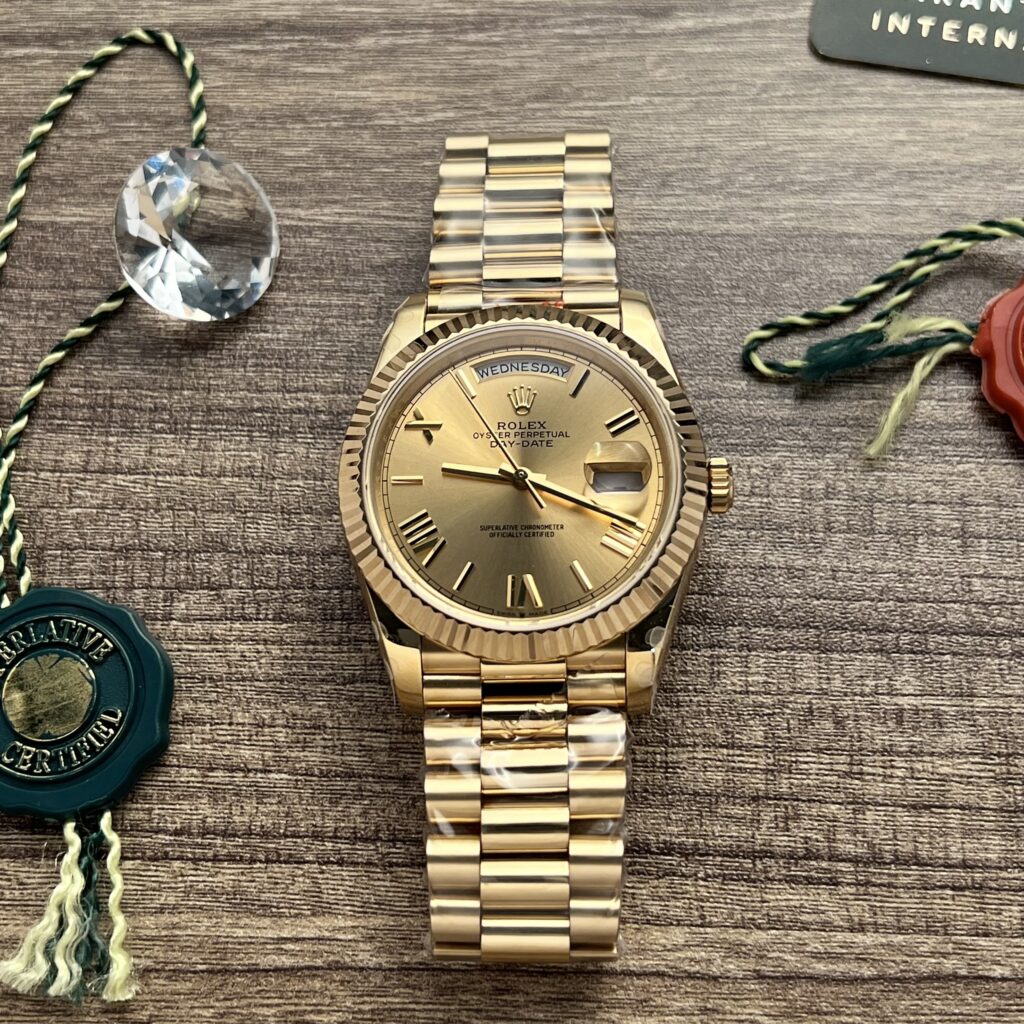 ROLEX DAY-DATE 228238 YELLOW GOLD CHAMPAGNE-COLOR DIAL REPLICA V2 167 GRAM 40MM