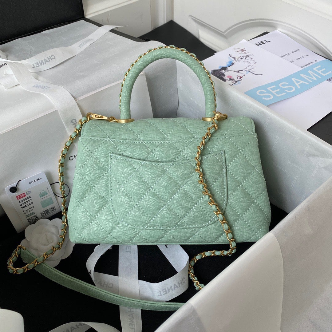 Túi Chanel Coco 9.5 Flap Bag With Top Handle Bag Siêu Cấp Màu Xanh Mint