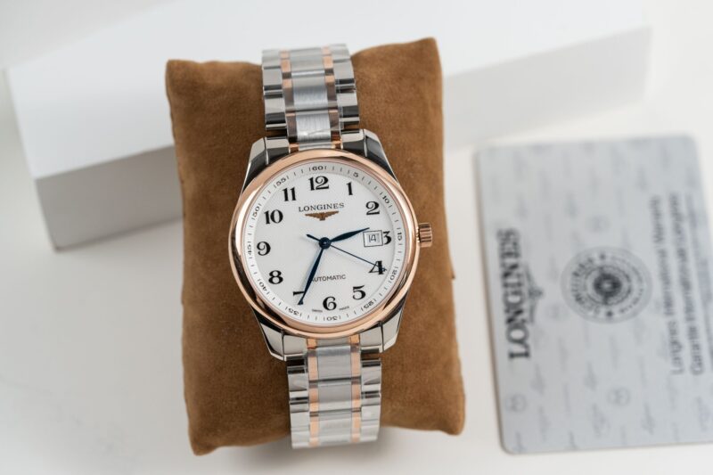 ĐỒNG HỒ LONGINES MASTER L2.793.5.79.7 DEMI VÀNG HỒNG MẶT TRẮNG REPLICA 38.5MM