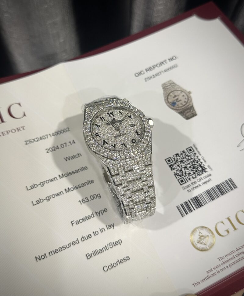 AUDEMARS PIGUET ROYAL OAK ICED OUT MOISSANITE ARABIC DIAL BEST REPLICA 42MM