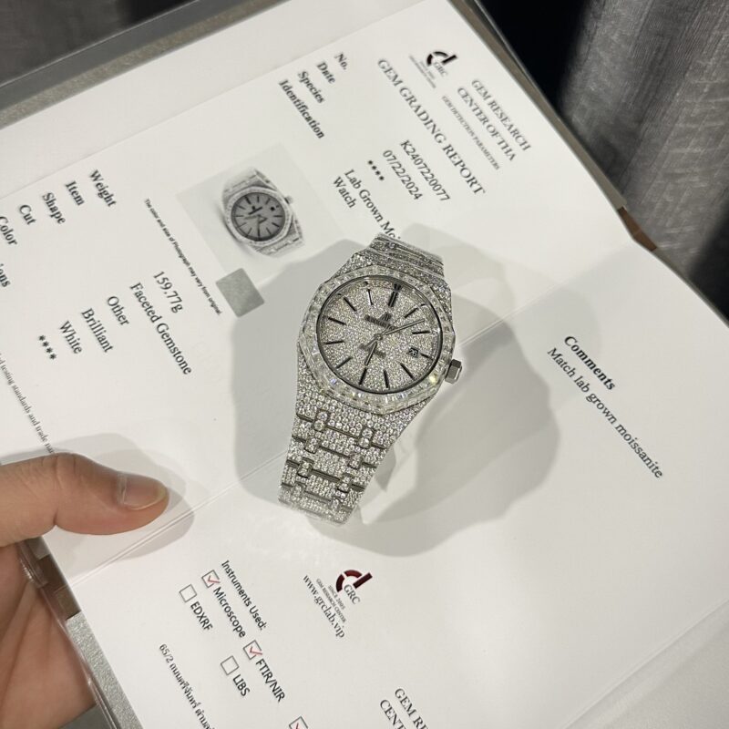 AUDEMARS PIGUET ROYAL OAK ICED OUT MOISSANITE BAGUETTE MOISSANITE BEZEL BEST REPLICA 41MM