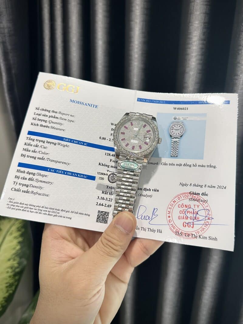 ĐỒNG HỒ ROLEX DATEJUST 41 CHẾ TÁC MẶT SỐ VÀ VIỀN MOISSANITE HONGKONG DÂY JUBILEE 41MM