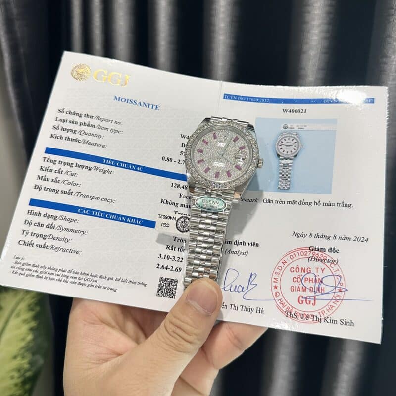 ĐỒNG HỒ ROLEX DATEJUST 41 CHẾ TÁC MẶT SỐ VÀ VIỀN MOISSANITE HONGKONG DÂY JUBILEE 41MM