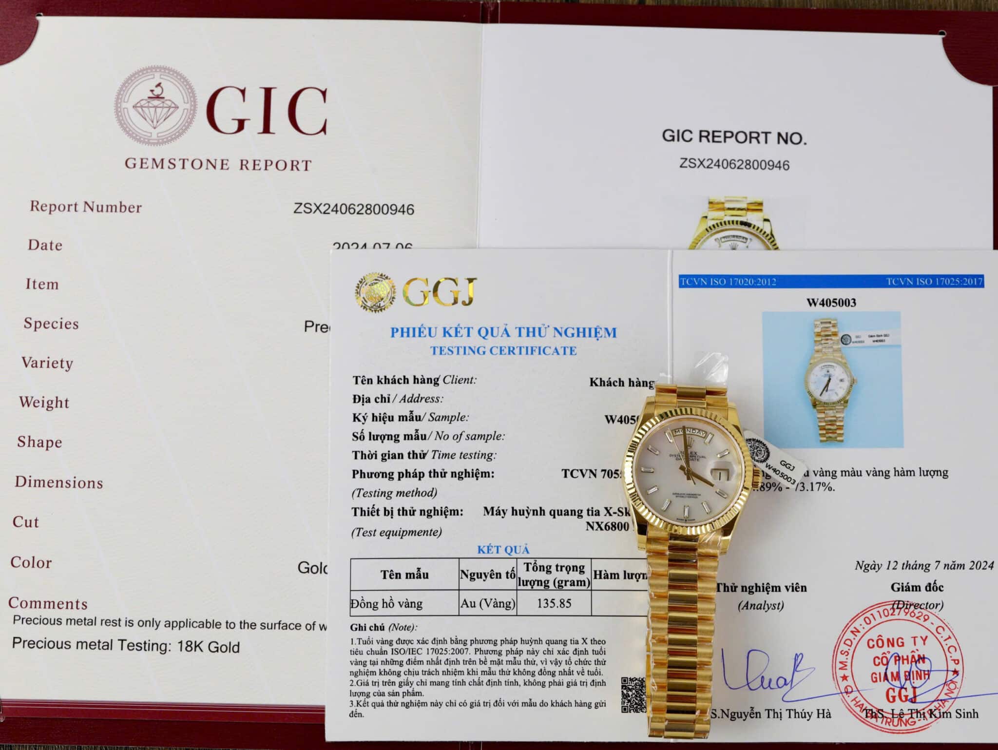 ĐỒNG HỒ ROLEX DAY-DATE 128238-0123 BỌC VÀNG 18K MẶT KHẢM TRAI GMF 36MM