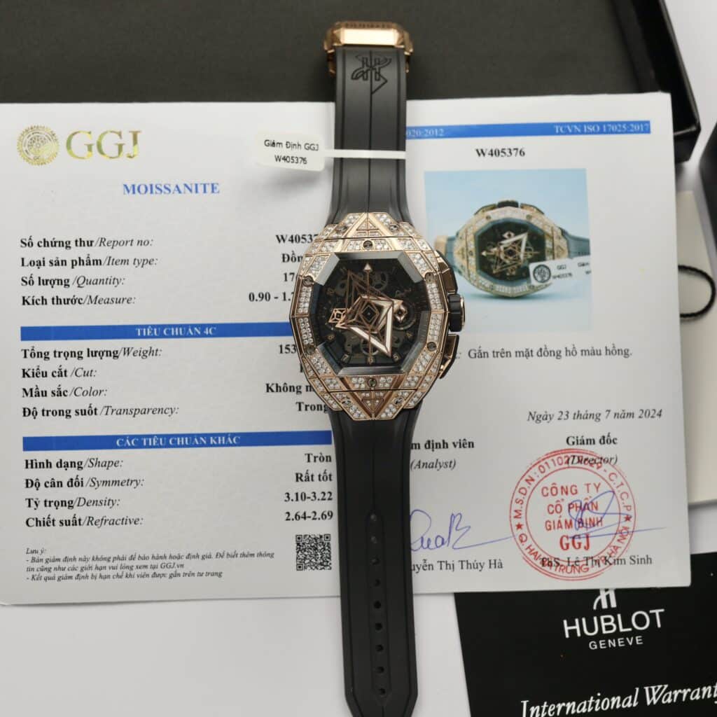 ĐỒNG HỒ HUBLOT SPIRIT OF BIG BANG SANG BLEU KING GOLD ĐỘ MOISSANITE REP 1:1 CAO CẤP 42MM