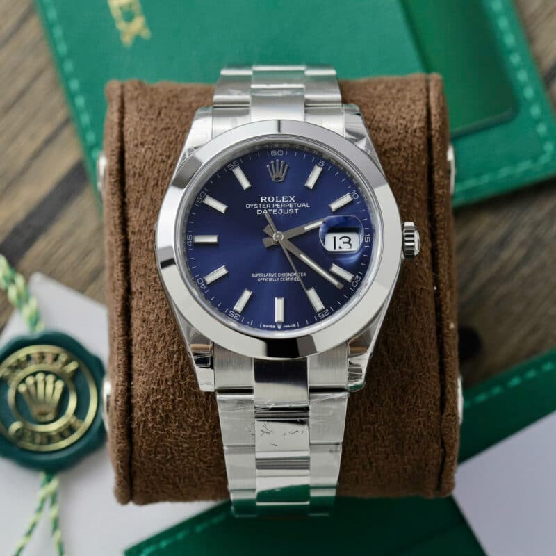 ĐỒNG HỒ ROLEX DATEJUST 126300 MẶT XANH CỌC DẠ QUANG NIỀNG TRƠN DÂY OYSTER REP 1:1 VSF 41MM